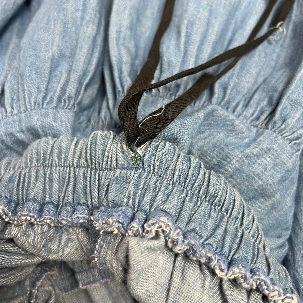 Vtg On The Verge Skirt Womens S Chambray Tiered Prairie Beach Cowgirl Boho USA